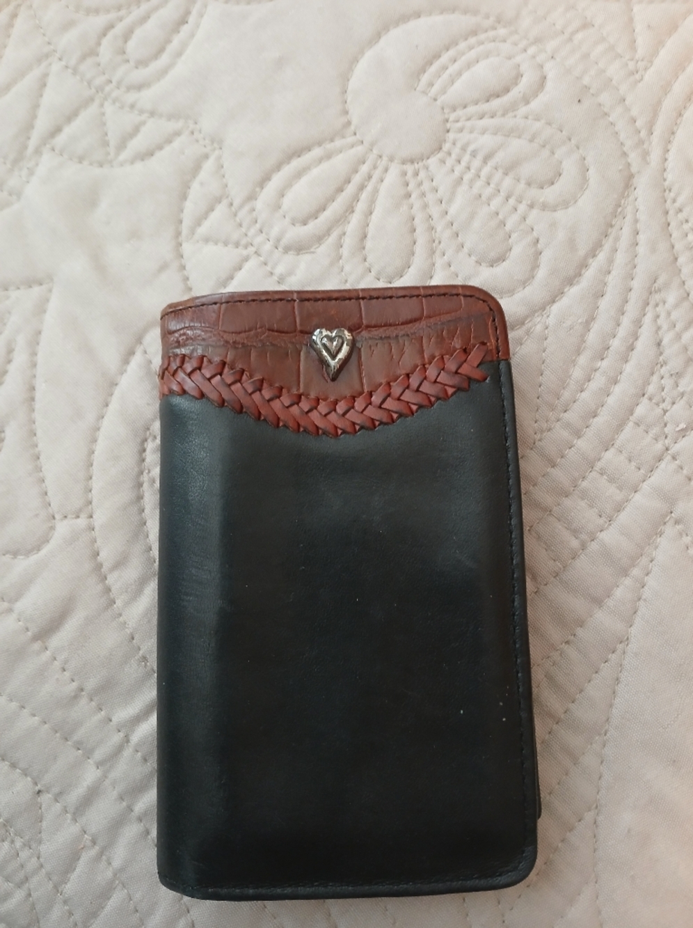 Brighton Black and Brown Braided Leather Wallet